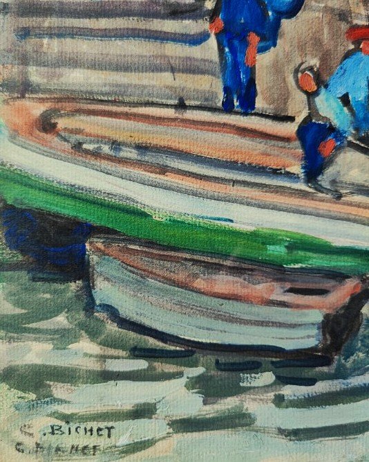 Charles Bichet (1863-1929) Port de La Rochelle. Ecole de Crozant, Limoges, Paul Thomas, Alluaud-photo-2