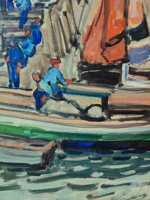 Charles Bichet (1863-1929) Port de La Rochelle. Ecole de Crozant, Limoges, Paul Thomas, Alluaud-photo-4