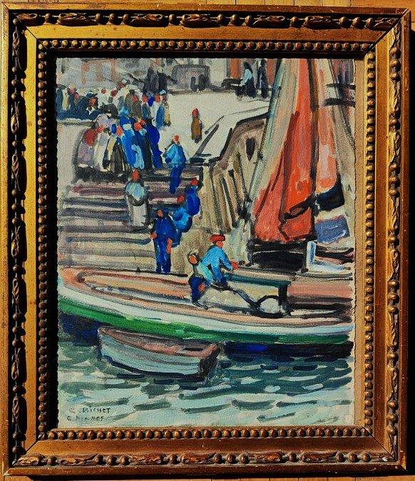 Charles Bichet (1863-1929) Port de La Rochelle. Ecole de Crozant, Limoges, Paul Thomas, Alluaud