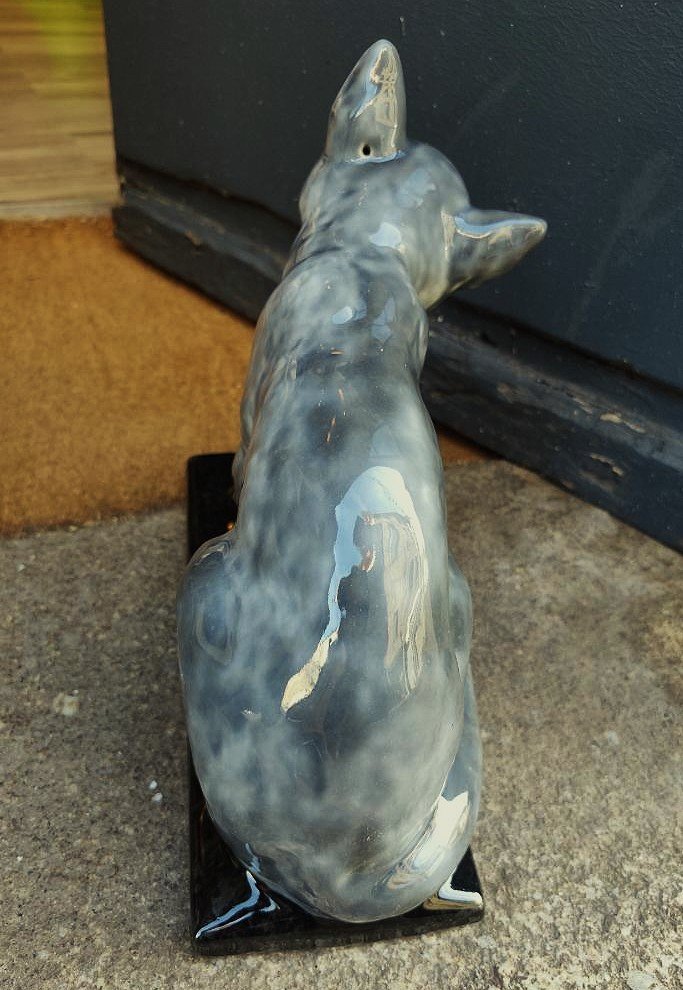 Large Fox Sculpture By Camille Tharaud Limoges And Robert Lemoine, 1930, Art Deco. Sandoz Robj-photo-2