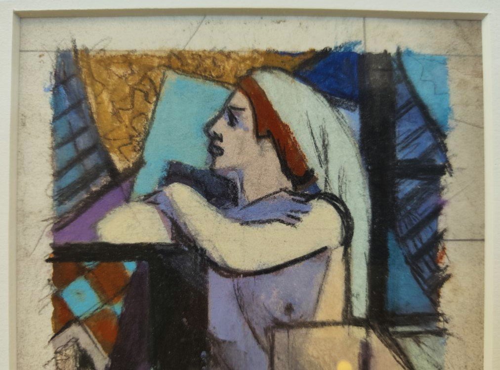 Léon Jouhaud (1874–1950), Cubist Nude Pastel ~1930 + Stoneware Cup. Limoges, Bichet, Crozant -photo-3