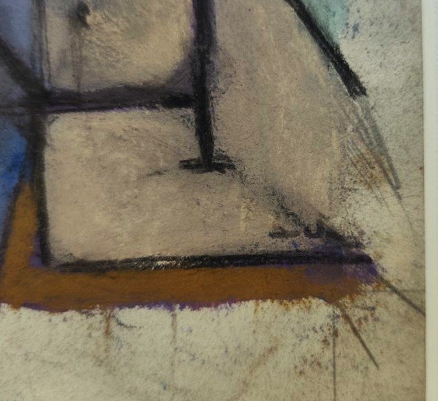 Léon Jouhaud (1874–1950), Cubist Nude Pastel ~1930 + Stoneware Cup. Limoges, Bichet, Crozant -photo-2