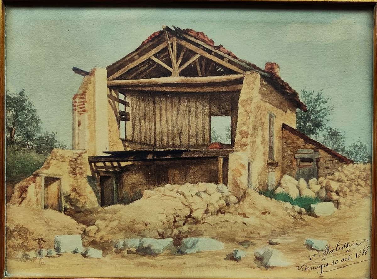 Adrien Palisson (1841–?) Ruined House, Limoges, 1888. Limousin, Courtot, Dubouché Museum-photo-2