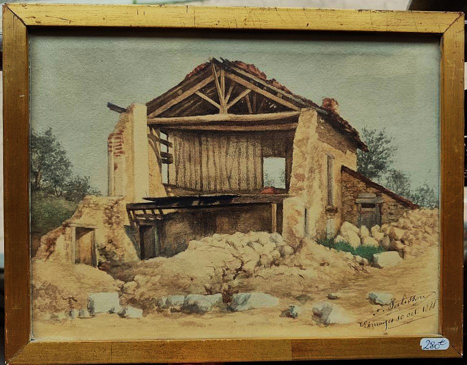 Adrien Palisson (1841–?) Ruined House, Limoges, 1888. Limousin, Courtot, Dubouché Museum