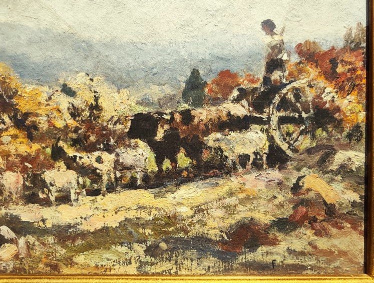 Fernand Maillaud (1863-1948) Attelage à l'automne, Creuse. Ecole de Crozant, Berry, Rollinat...-photo-3