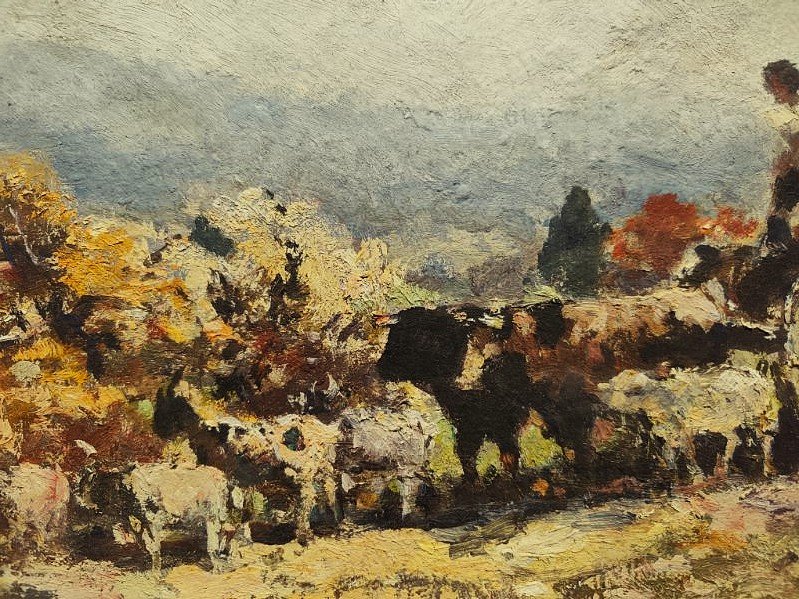 Fernand Maillaud (1863-1948) Attelage à l'automne, Creuse. Ecole de Crozant, Berry, Rollinat...-photo-4