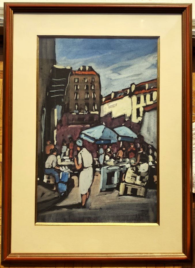 Jean Guindon (1883-1975) Marché à Marseille. Ecole Provençale, Seyssaud, Cassis, Provence Olive-photo-2