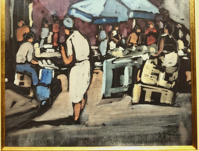 Jean Guindon (1883-1975) Marché à Marseille. Ecole Provençale, Seyssaud, Cassis, Provence Olive-photo-1