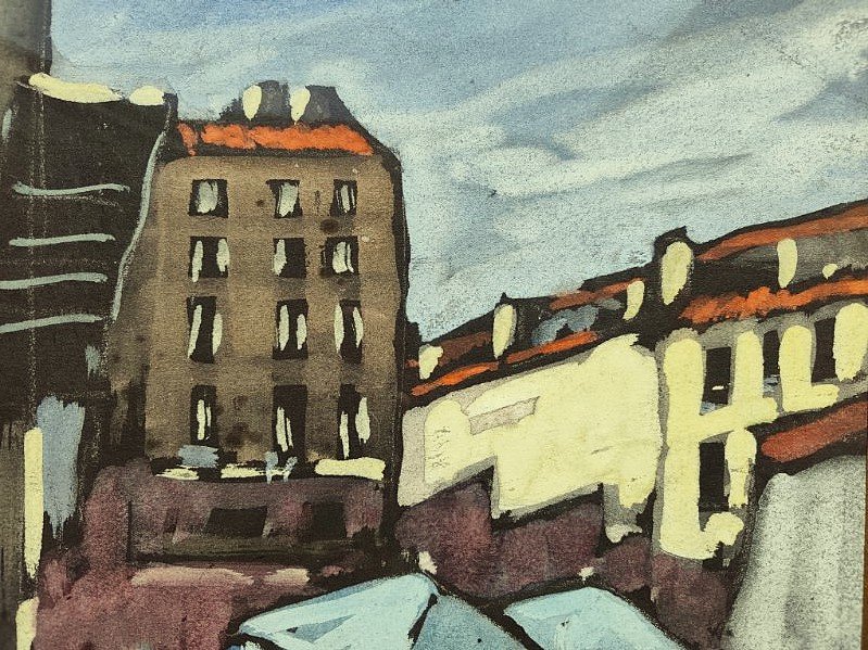 Jean Guindon (1883-1975) Marché à Marseille. Ecole Provençale, Seyssaud, Cassis, Provence Olive-photo-3