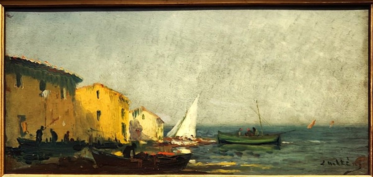 Louis Nattero (1870-1915) Pêcheurs aux Martigues. Marseille, Ecole Provençale, Olive, Gaussen-photo-2