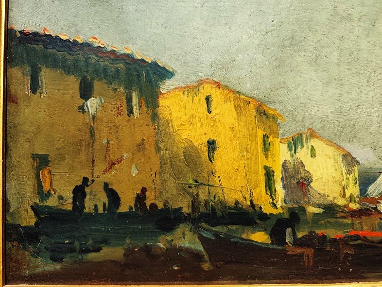 Louis Nattero (1870-1915) Pêcheurs aux Martigues. Marseille, Ecole Provençale, Olive, Gaussen-photo-2