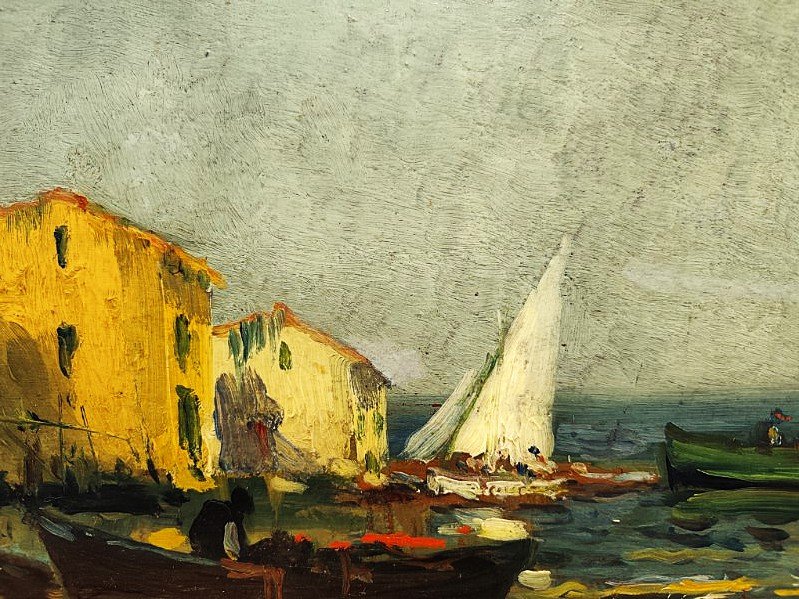 Louis Nattero (1870-1915) Pêcheurs aux Martigues. Marseille, Ecole Provençale, Olive, Gaussen-photo-3
