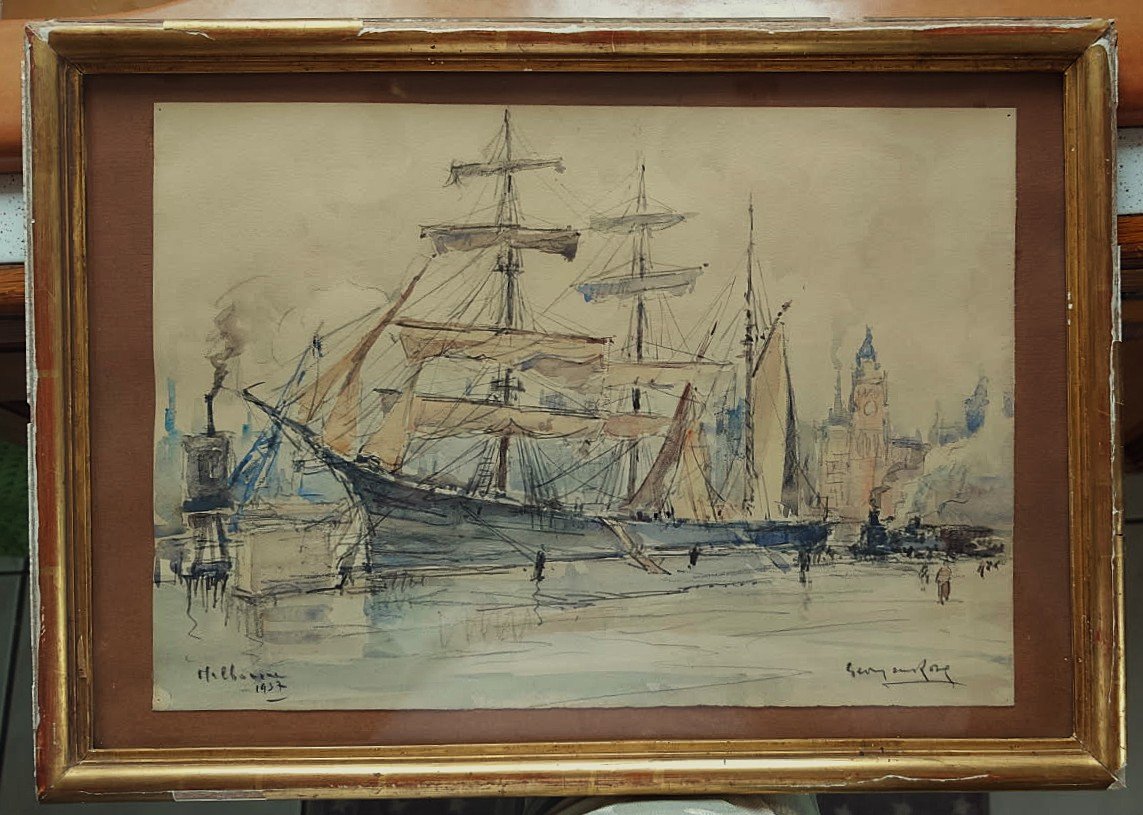 Georges Rose (1895-1951) 3 aquarelles, Melbourne 1937, Hong-Kong, La Rochelle. Australie Voyage-photo-2