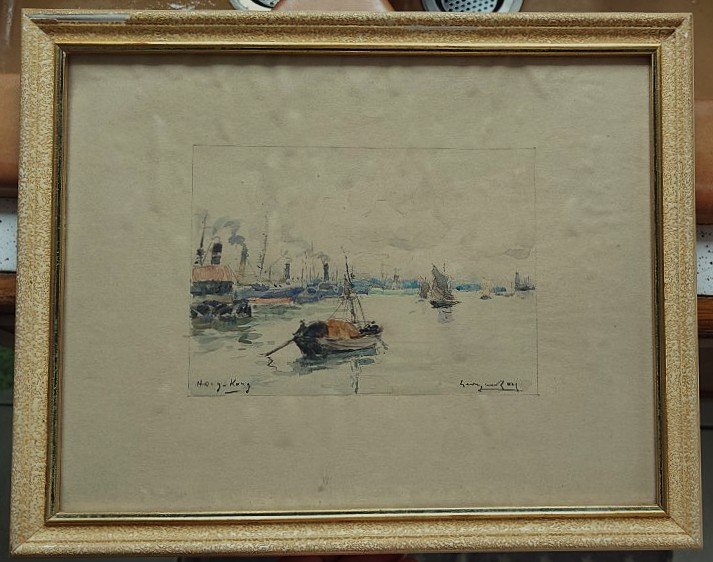 Georges Rose (1895-1951) 3 aquarelles, Melbourne 1937, Hong-Kong, La Rochelle. Australie Voyage-photo-3