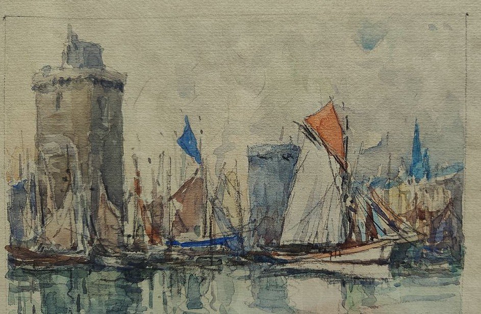 Georges Rose (1895-1951) 3 aquarelles, Melbourne 1937, Hong-Kong, La Rochelle. Australie Voyage-photo-6