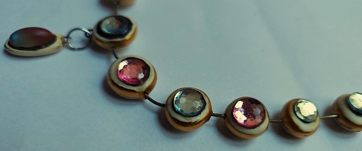 Denise Gatard (1908-1991) Collier en céramique et verre c.1955/1960. Jouve Vautrin, Ricci, Blin-photo-1