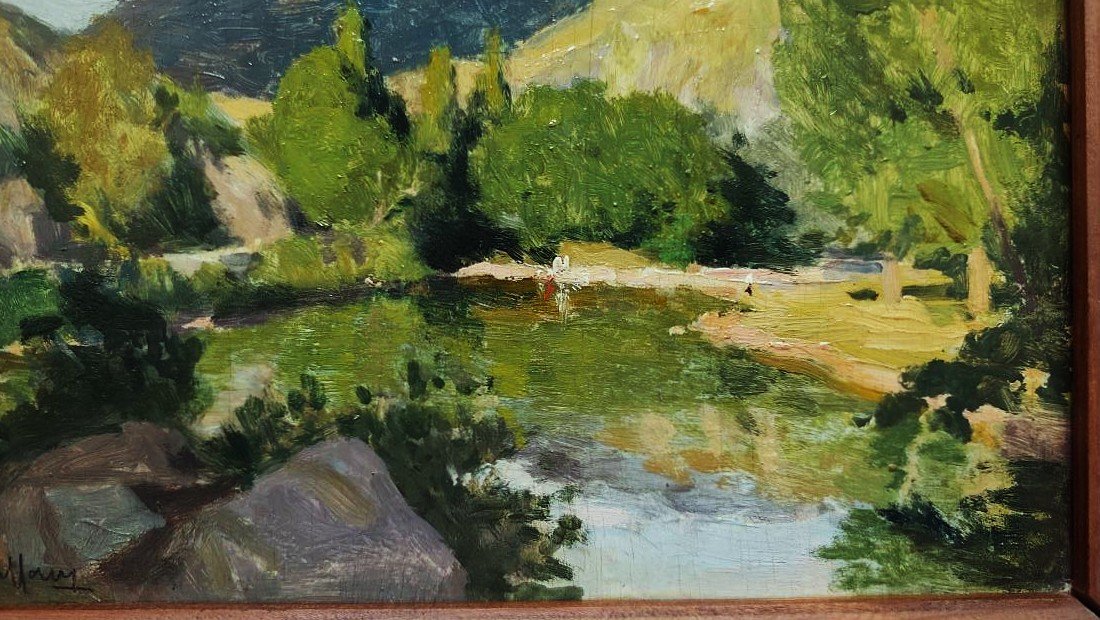 Charles Jaffeux (1902-1941) Baignade vers Champeaux Auvergne. Ecole de Murols Charreton Pérouse-photo-3