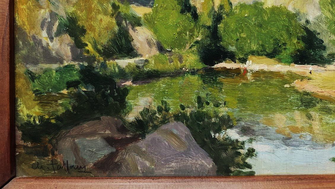 Charles Jaffeux (1902-1941) Baignade vers Champeaux Auvergne. Ecole de Murols Charreton Pérouse-photo-6