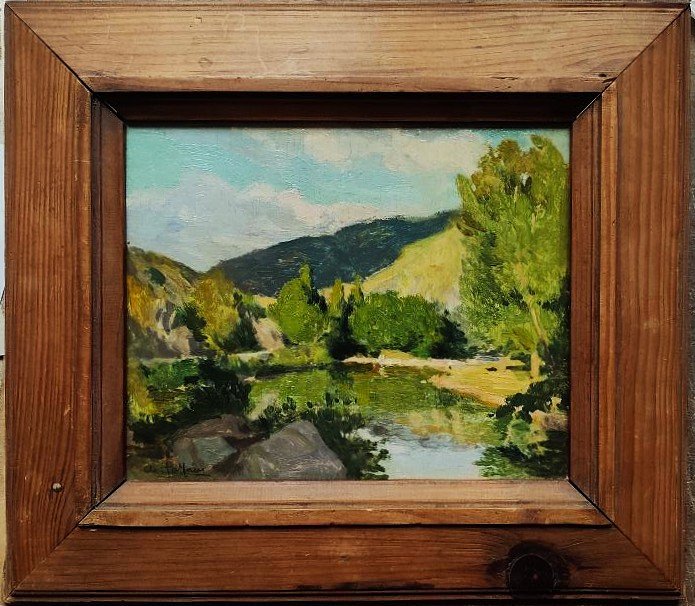 Charles Jaffeux (1902-1941) Baignade vers Champeaux Auvergne. Ecole de Murols Charreton Pérouse