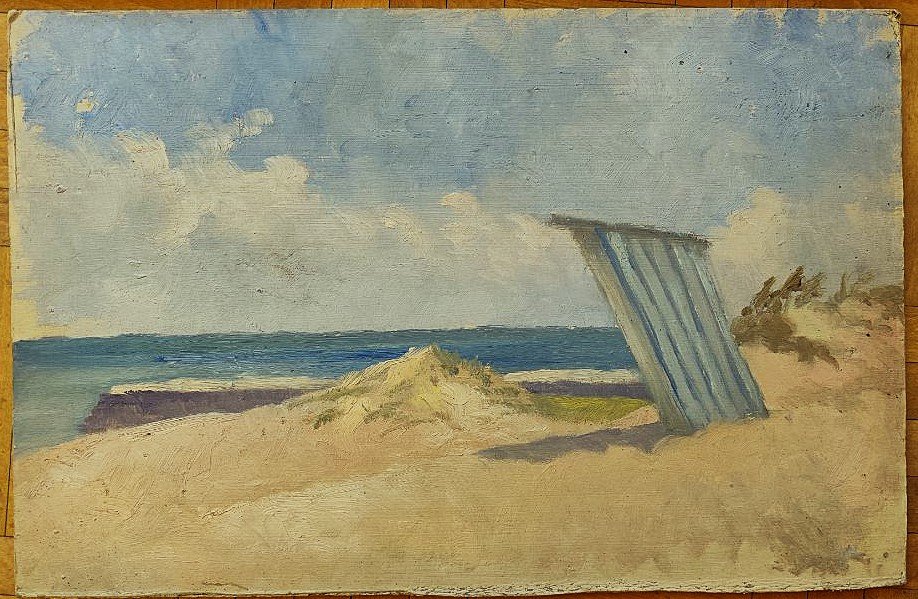 2 vues de l'île d'Oléron plage de Saint-Denis en 1936 signée à déchiffrer. Chevalier, Lessieux-photo-2