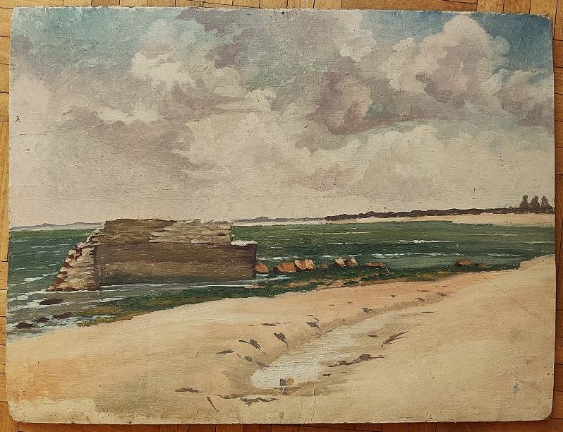 2 vues de l'île d'Oléron plage de Saint-Denis en 1936 signée à déchiffrer. Chevalier, Lessieux-photo-3