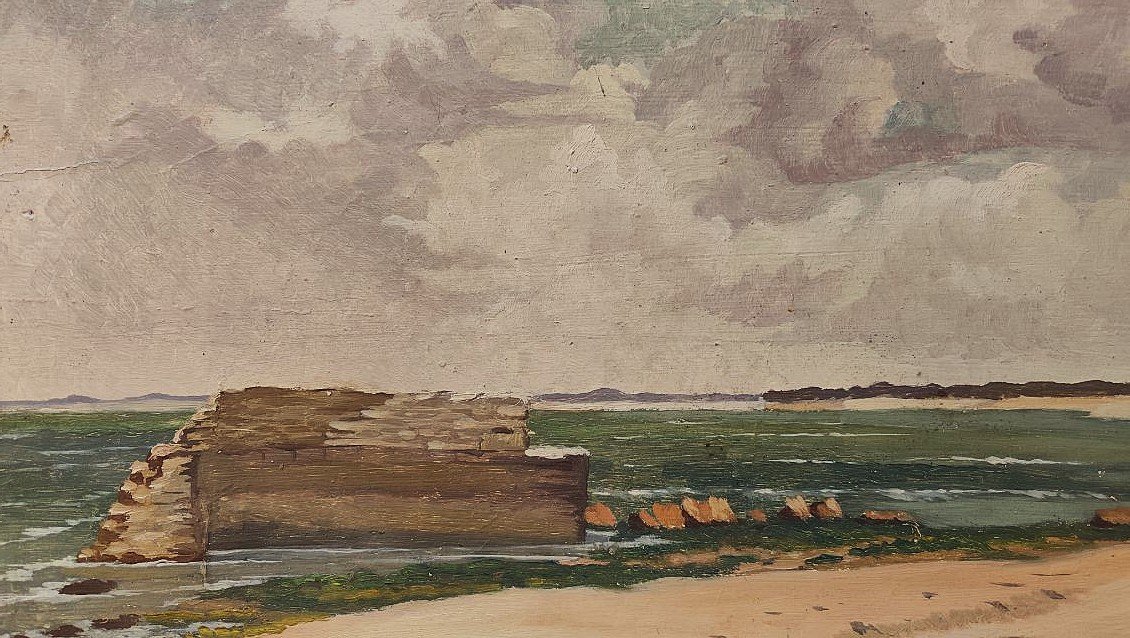 2 vues de l'île d'Oléron plage de Saint-Denis en 1936 signée à déchiffrer. Chevalier, Lessieux-photo-4