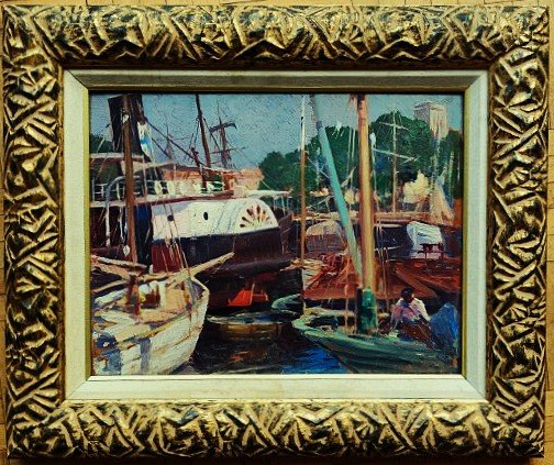 Paul Émile Lecomte (1877-1950) Port de La Rochelle ~1920. Peintre Marine, Callot, Balande, Yeu.