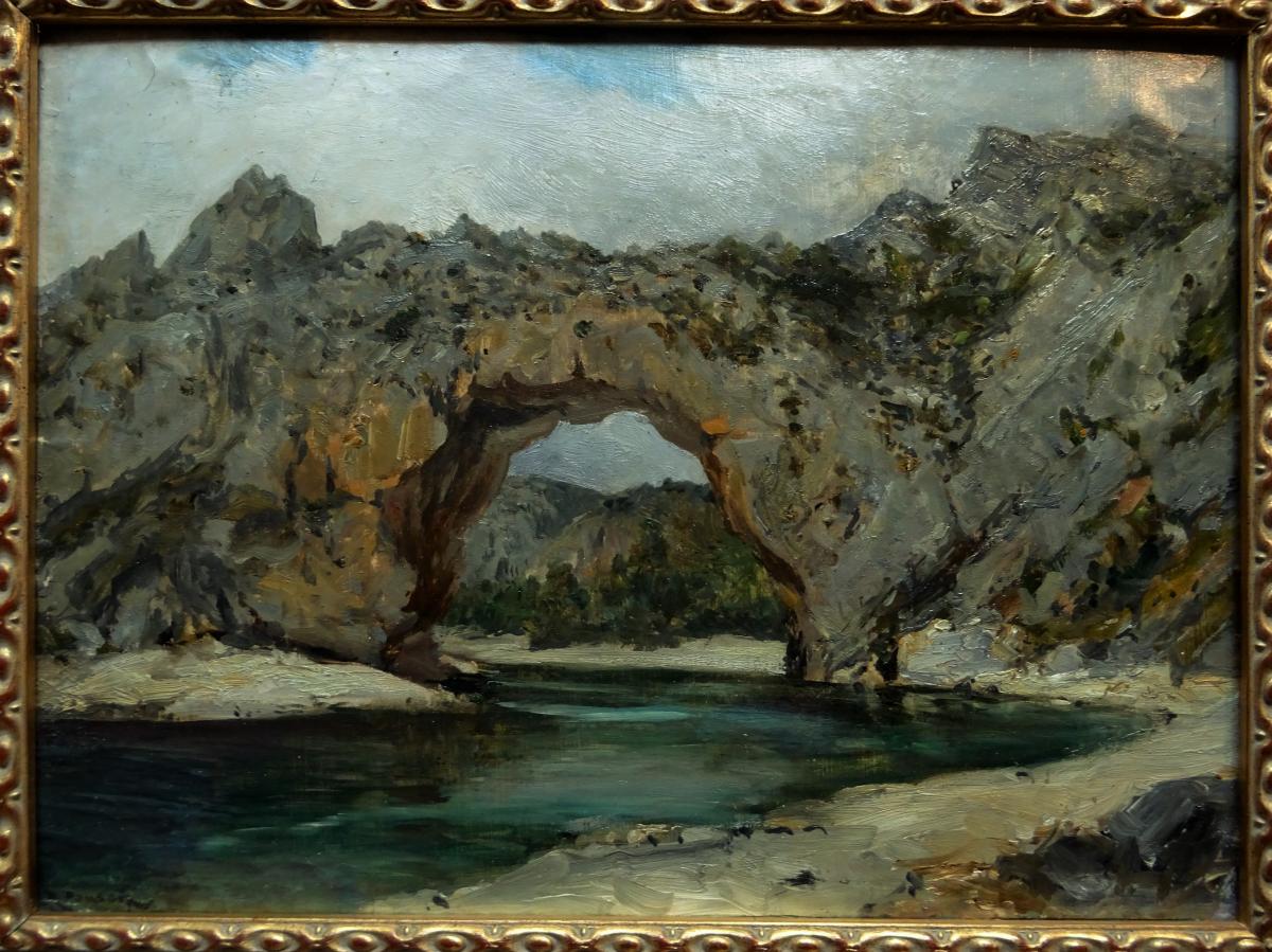 Luc Raphaël Ponson (1835-1904) "Vallon Pont d'Arc, Ardèche" Grand peintre Provençal 19ème, Loubon, Olive, Crémieux-photo-2