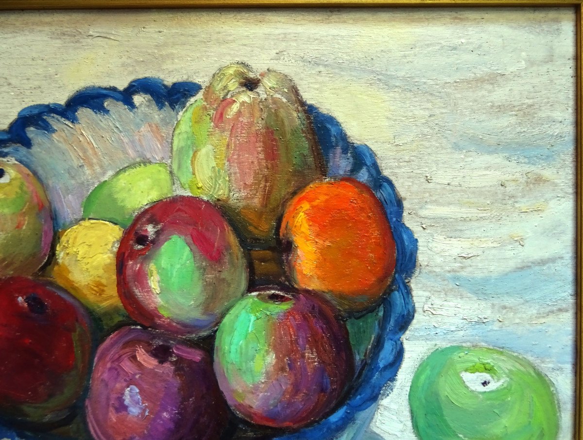 Léon Detroy (1859-1955) "Nature morte aux pommes c. 1935" Ecole de Crozant, Guillaumin, Creuse, Manguin, Valtat...-photo-1