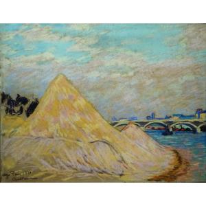 Armand Guillaumin (1841-1927) " Sablière en bord de Seine, Paris 1880 " Ecole de Crozant, Impressionniste, Van Gogh, Detroy, Creuse...