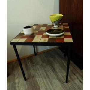 Coffee Table + Vase By Mado Jolain (1921-2019) + Ceramics By Denise Gatard (1908-1991).