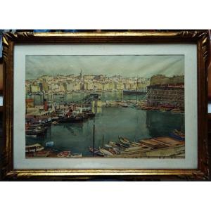 Louis Moreau (1883-1958) "port Of Marseille C. 1915/20" School Of Crozant, Châteauroux, Berry,