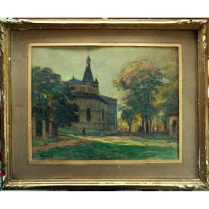 Henri Jamet (1858-1940) " Village animé en Creuse, Bénévent l'Abbaye " Ecole de Crozant, Gargilesse, Detroy, Osterlind...