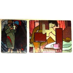 Léon Jouhaud (1874-1950) 2 émaux de Limoges de 1925 et 1930. Cubisme, Rouard, Bichet, Goulden
