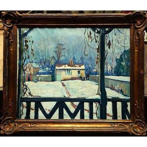 René Juste ( 1868-1954) Jardin sous la neige. Ecole de Crozant, Guillaumin Creuse Detroy Joseph