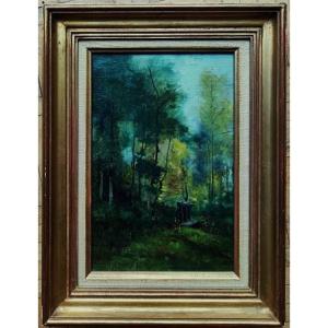Charles Donzel 1824-1889 La bonde d'étang 1884 + lavis paysage . Ecole Crozant, Limousin, Corot
