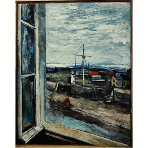 Anders Osterlind (1887-1960) Port d'Honfleur par la fenêtre 1926. Crozant, Vlaminck, Kickert