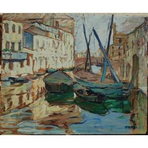 Suzanne Dinkès ou Dinkespiler (1895-1984) "Venise".  Ecole de Paris, amie de Loutreuil et Mavro