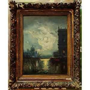 Henri Duvieux (1855-1920) "night Over Venice" Orientalist Painter 19th Century. Istanbul. Ziem, Guardi