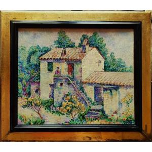 Edouard Fer ( 1887-1959) "Mas en Provence ~1926, Nice" Pointilliste, Signac, Cross, Luce Person