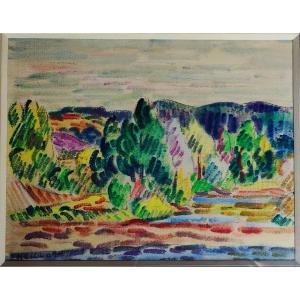 Louis Neillot (1898-1973) " L'Allier à Ris " Fauve, Auvergne, Vichy, Valtat, Detroy, Creuse