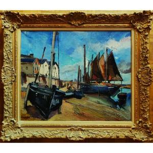 Anders Osterlind (1887-1960) Voiles brunes à Tréboul 1922. Ecole de Crozant, bretagne, Bréhat
