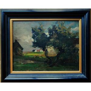 Paul Louis Martin des Amoignes (1850-1925) Paysage de campagne 1902. Nevers, Hanoteau, 19ème...