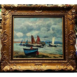 Paul Morchain (1876-1939) Port Du Rosmeur In Douarnenez. Brittany, Marine Painter. Cahours