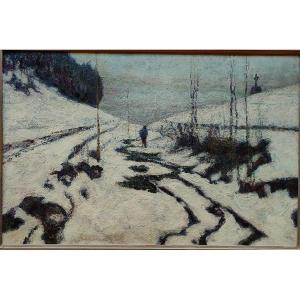 Victor Charreton (1864-1936) Solitude sous la neige à Murols, Auvergne. Boudal, Perouse, Zingg