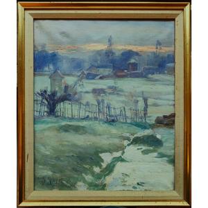 Gustav Albert (1866-1905) White Frost 1892. Sweden, Crozant School, Osterlind, Gothenburg, 19th Century