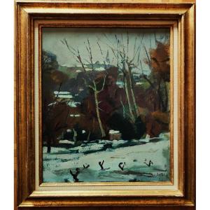 Paul Surtel (1893-1985) Carpentras sous la neige. Ecole de Crozant et Provençale, Maillaud, Rue