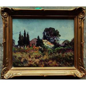 Luc Belin (1878-1959) Ciel gris en Provence. Ecole Lyonnaise, Villeneuve les Avignon, Paul Saïn