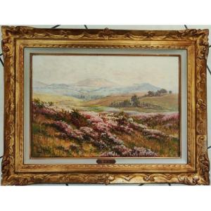 Edouard Pail (1851-1916) Paysage aux bruyères, Creuse. Impressionniste, Ecole de Crozant Pouget