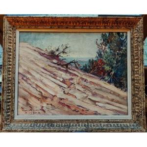 Pierre Fleury (1900-1985) Matin au Pyla avril 1930 Arcachon. Peintre de l'air, Yeu, Aix Crozant